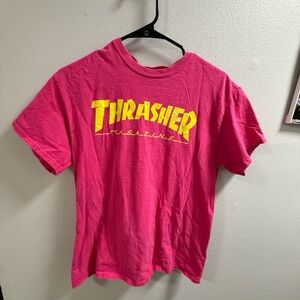 Thrasher Pink Tee with Yellow Logo - Women's Short Sleeve